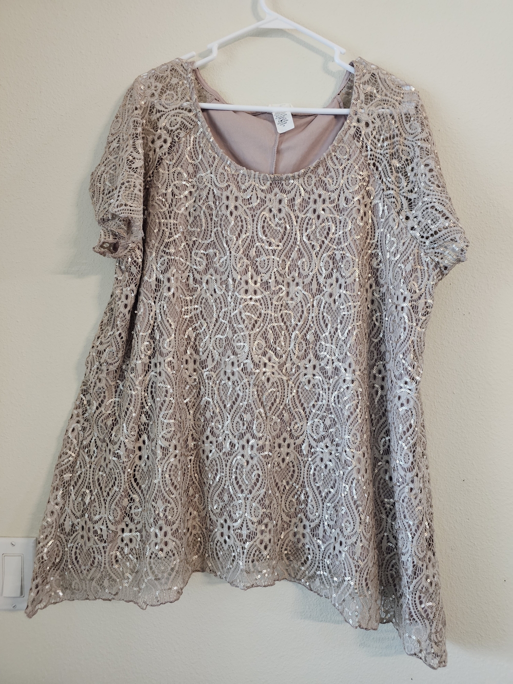 Brittany Black Taupe Sequin Lace Tunic
